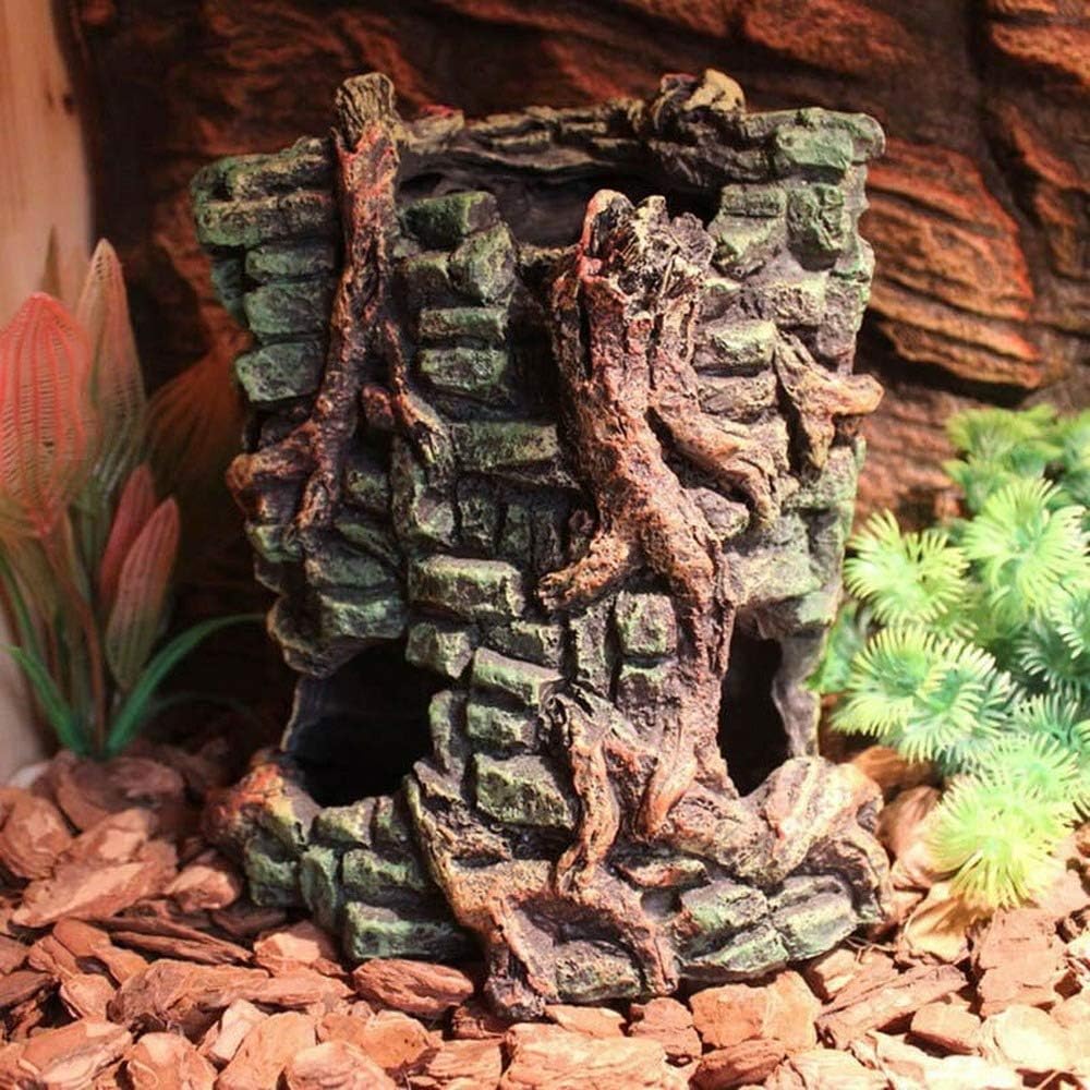 Ancient Myth Jungle Statue Ruins Cave Fish Turtle Snake Tank Aquarium Decoration