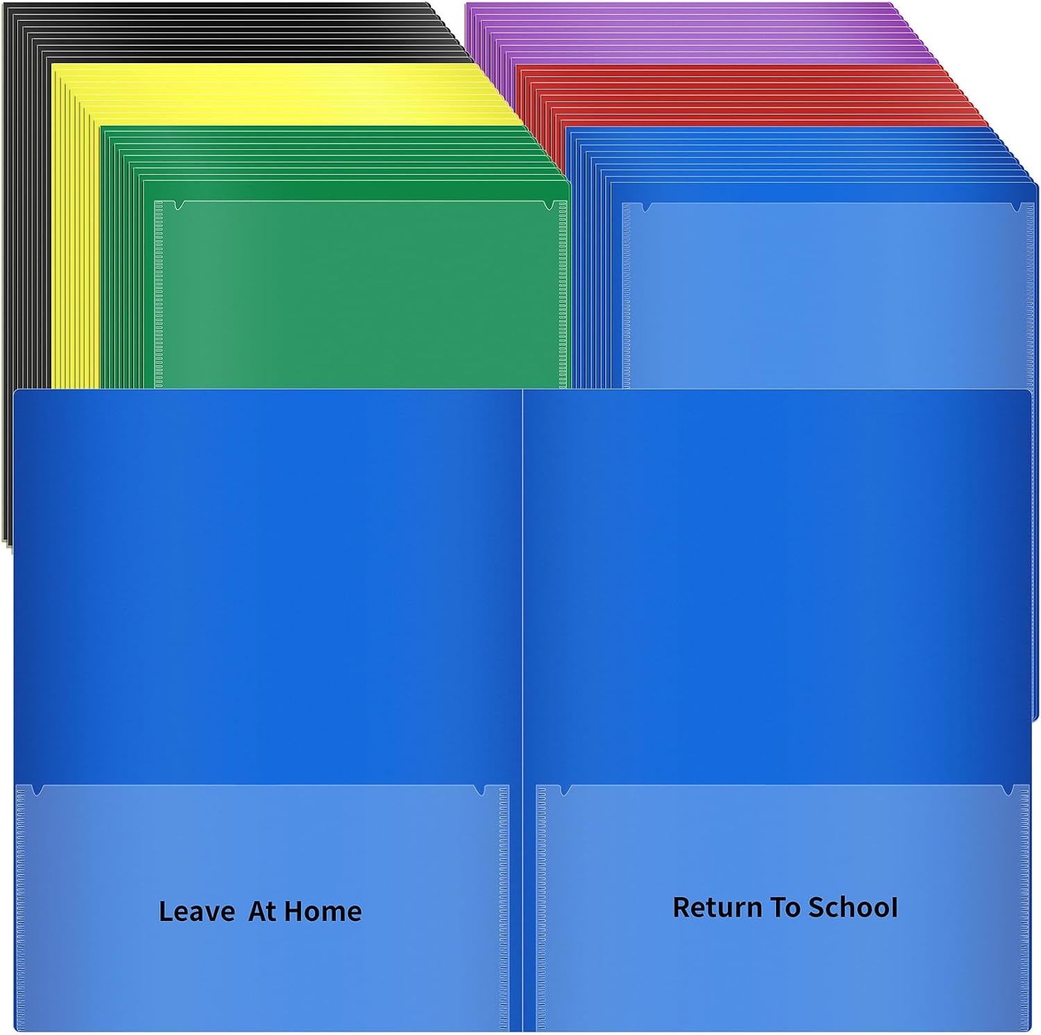 60 Pcs Parent Teacher Communication Folder with Clear Front Pocket, 2 Pocket Home School Folders Take Home Homework Folder for Students Classroom (60, Multicolor)