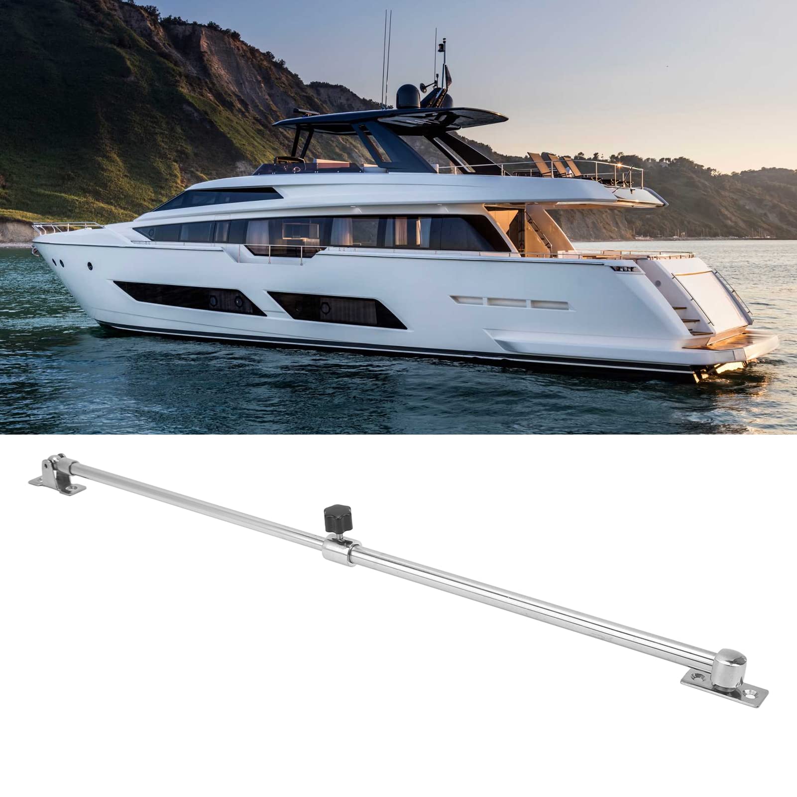 Akozon Lukeneinsteller, 299‑534 Mm Teleskop Lukenhalter Edelstahl Fenstertüreinsteller für RV Yacht Schiff RV