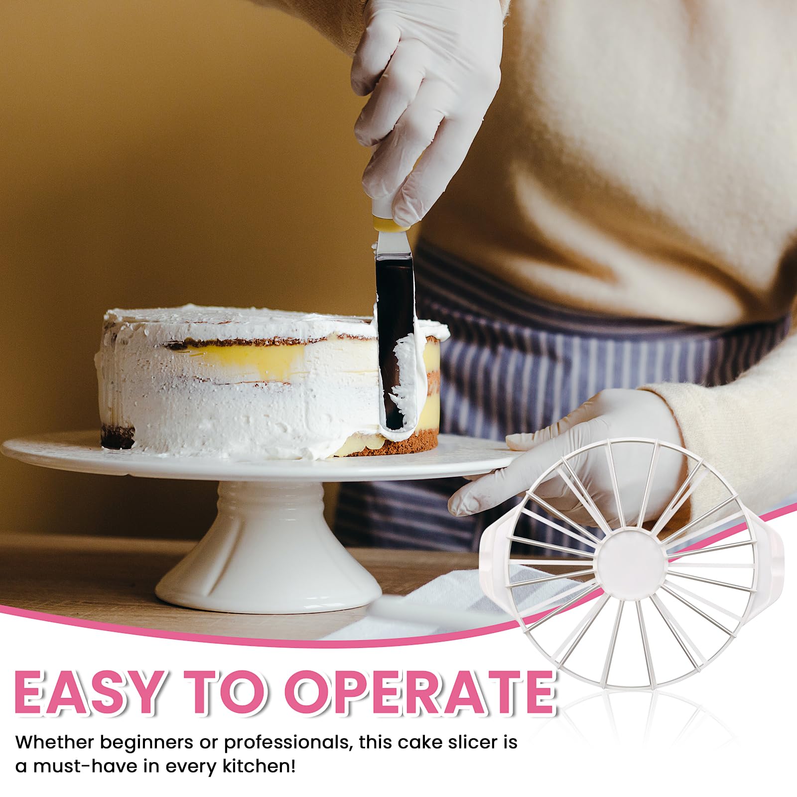 Utensilio Reposteria Plastico KOMUNJ Divisor Redondo Para Tartas - Cortador  14/16 Porciones Iguales En Plástico Alimentario Cortador 14-16 Porciones, image size:1600x1600