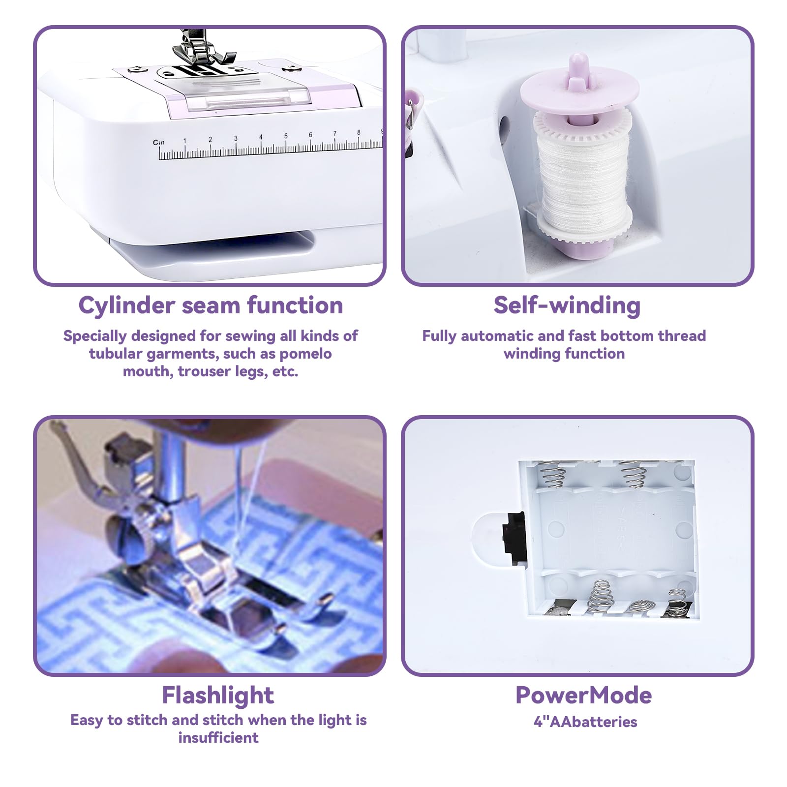 Máquina de coser eléctrica púrpura con mesa de extensión, juego de 11 prensatelas y kit de costura de 97 piezas, pedal de 2 velocidades, ideal para principiantes, adultos, niños, uso doméstico