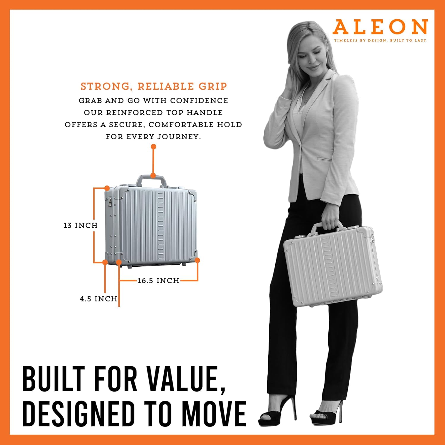 All Aluminum Lightweight 17" Premiuim Laptop Briefcase for Men – Shockproof Hard Shell Attache Case with Two TSA Key Locks, Metal Carrying Case for Travel, Storage, and Business Equipment (Platinum) - Image 7