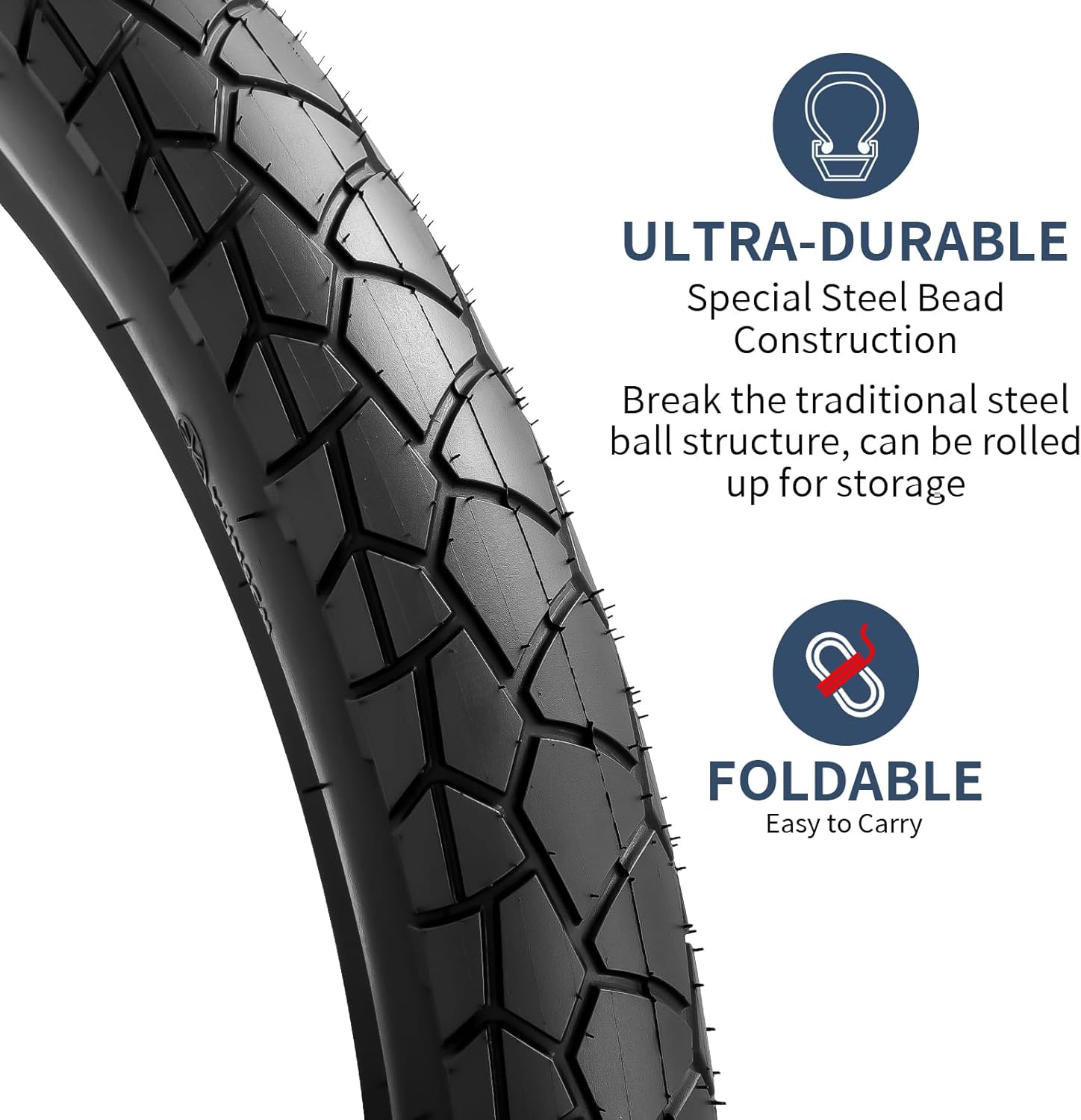 YUNSCM 26" E-Bike Fat Tire 26x3.0/76-559 Compatible with Electric Bike 26x3.0 All-Terrain Directional Tread Bicycle Tire (Y-1411)