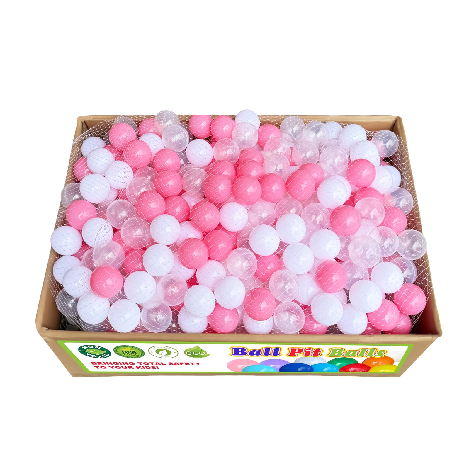 Ball Pit Balls 1000 Count for Kids, Children Crush-Proproof Plastic Balls for Ball Pit with 3 Bright Colors, Safe and Non-Toxic, BPA Free, Baby Toddler Pit Balls with Storage Net Bag