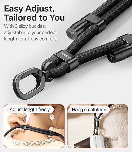Miniatura 3 de TORRAS Correa cruzada para teléfono con 2 pestañas para teléfono, correa ajustable antirrobo para todos los teléfonos, hebillas de metal de alta