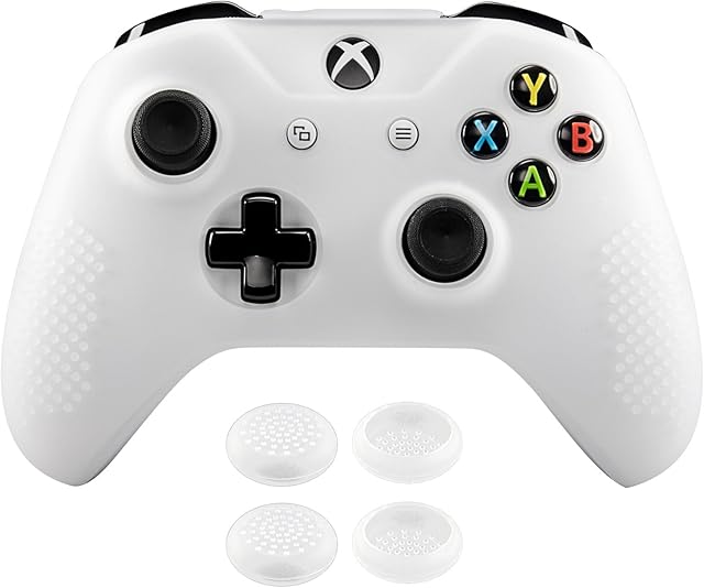 eXtremeRate Soft Anti-slip Silicone Case Cover Thumb Stick Grip Caps Protector Skins for Xbox One X & One S Controller Semi-transparent Clear