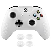Vista 1 de eXtremeRate Soft Anti-Slip Silicone Case Cover Thumb Stick Grip Caps Protector Skins for Xbox One X S Controller - Semi-Transparent Clear