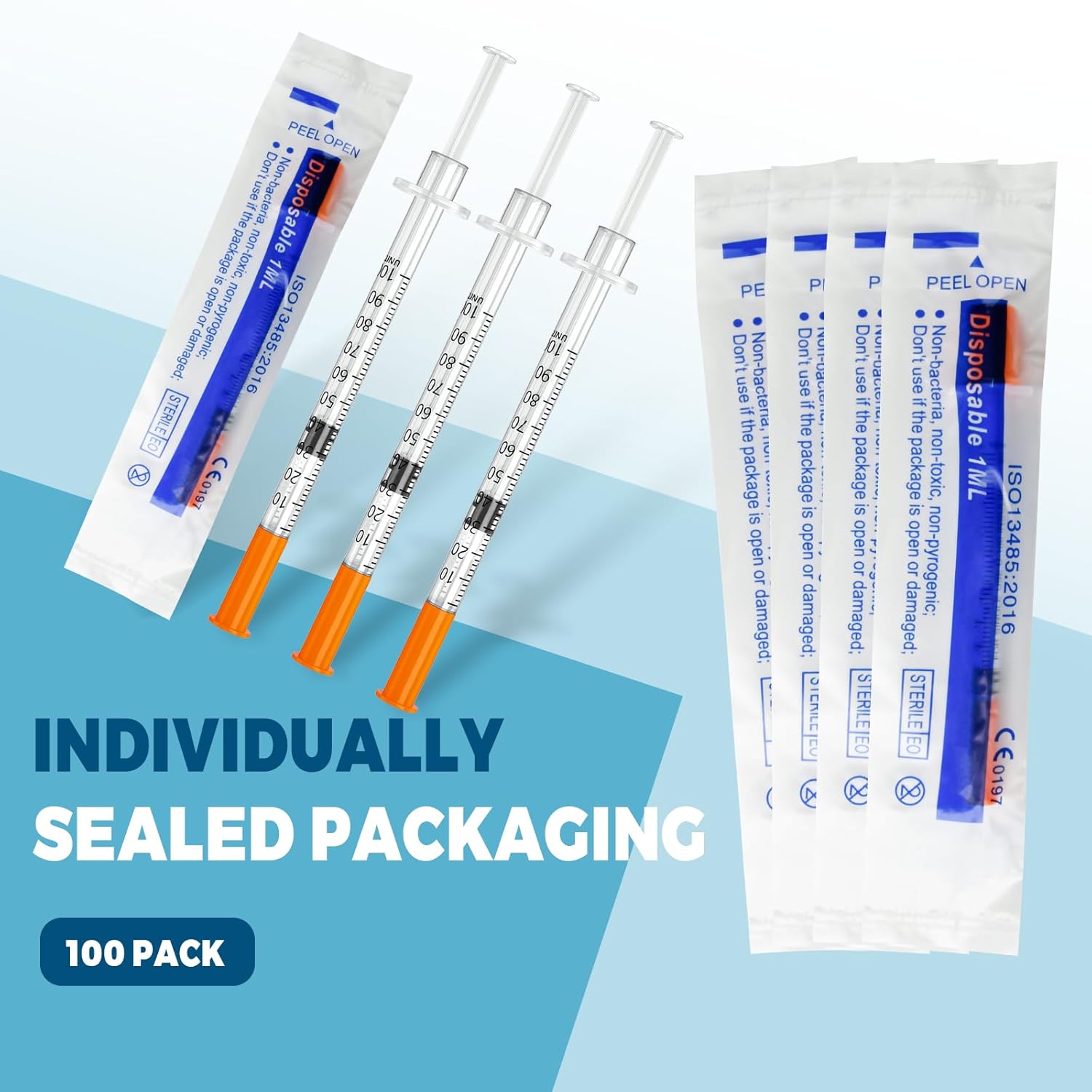 1ml/cc Scientific Lab Tools 29G 1/2", Individual Package 100 Pack