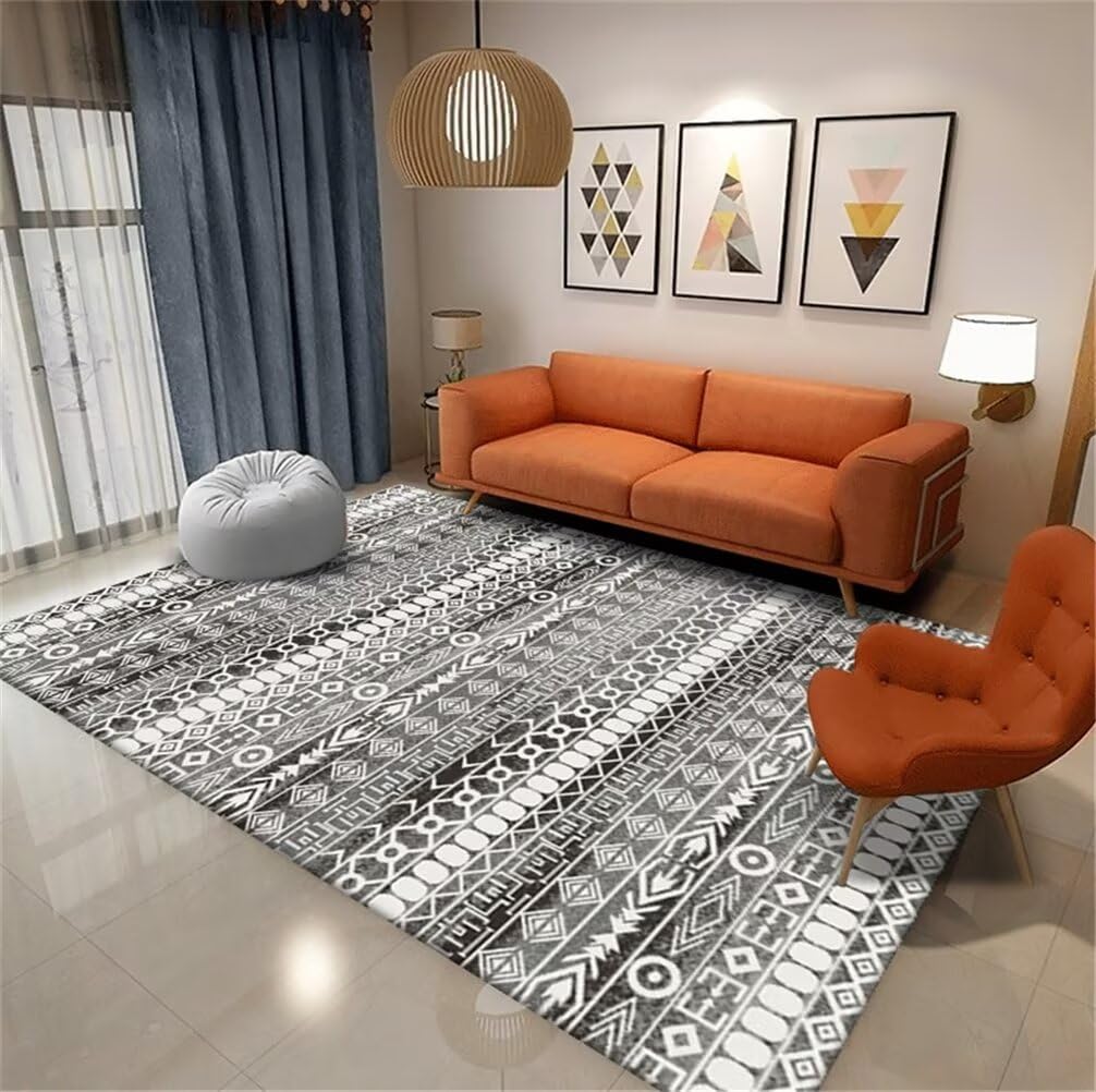 Tapis XXL salon 200x300cm gris moderne et antidérapant
