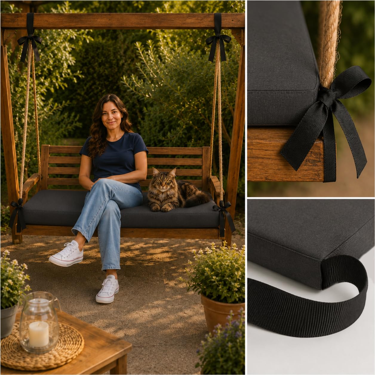 Ferocity Auflage Hollywoodschaukel Sitzkissen für Gartenbank Beige 180 x 50 cm 3 Sitzer - Palettenauflage Bankauflage Sitzpolster Gartenpolster, Schaumstoff, Outdoor Kissen