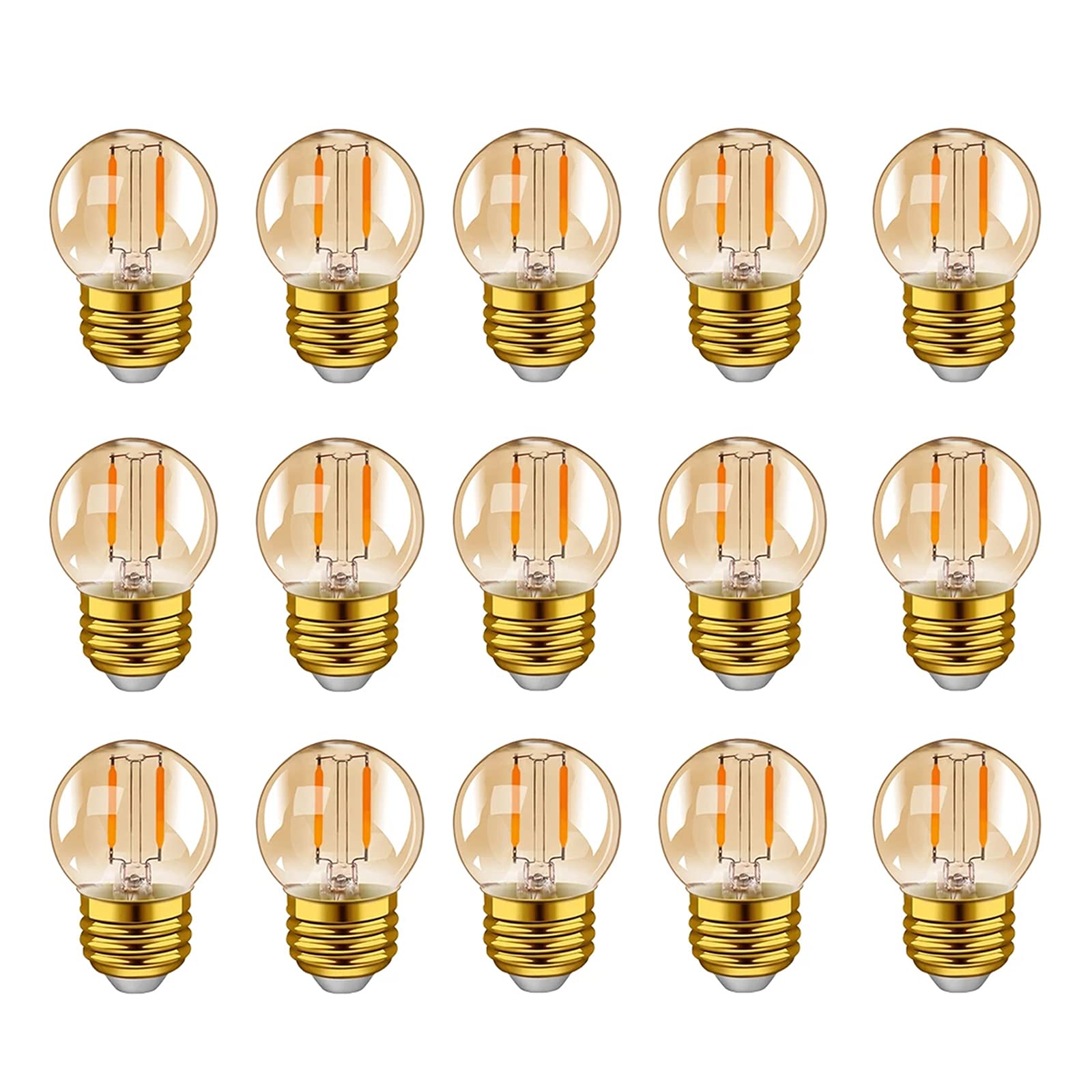 G40 LED Mini Globe Light Bulb 1W Edison Filament Bulbs Warm White 2200K Vintage Decorative LED Lamp Bulb E27 Base(15Pcs),A