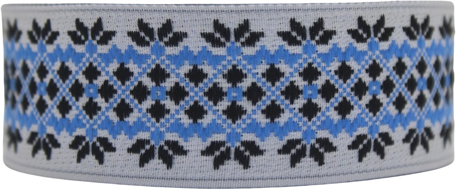 11 Yards Spool 1.1" Wide Blue and White Lithuanian Folk Jacquard Ribbon Trim Craft Supplies Woven Border Sewing Trimming Ideas 28113