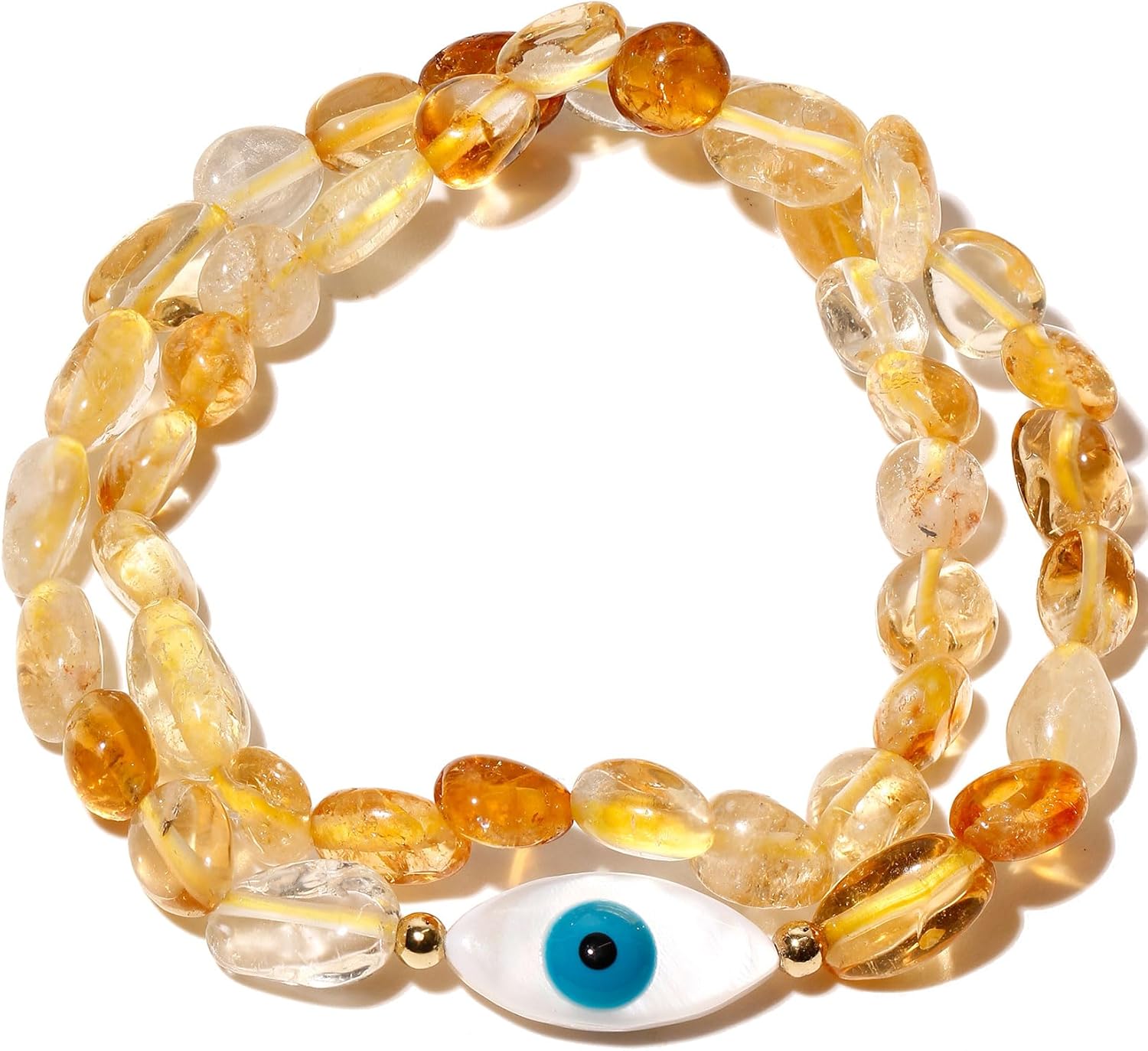 Spiritual Tumbled Crystals Shell Evil Eye Bracelets Protection Boho Wrap Bracelets for Women Wealth Good Luck