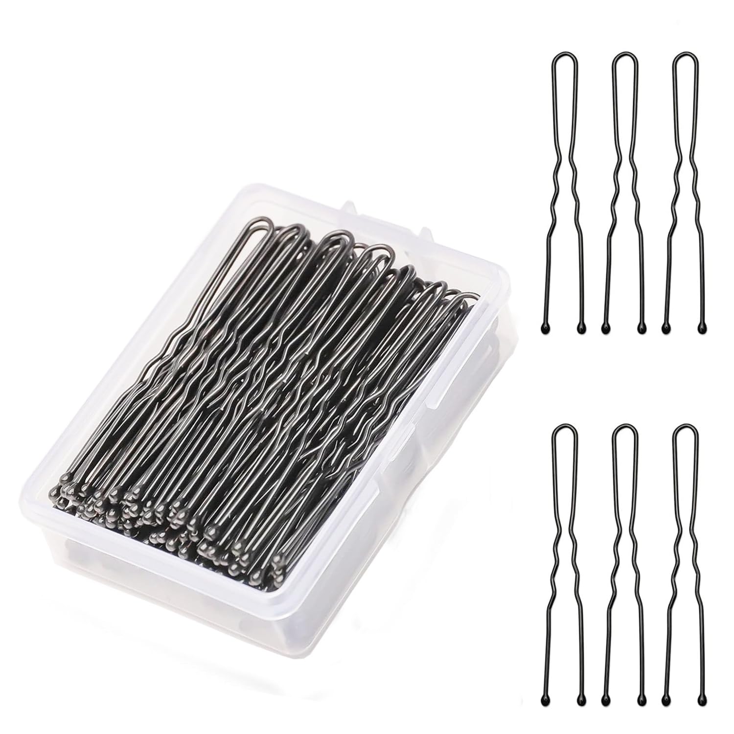 Generic Horquillas en forma de U 300-900 piezas, moños de 5 cm con pasadores ondulados para recogidos con caja para mujeres y horquillas para chicas