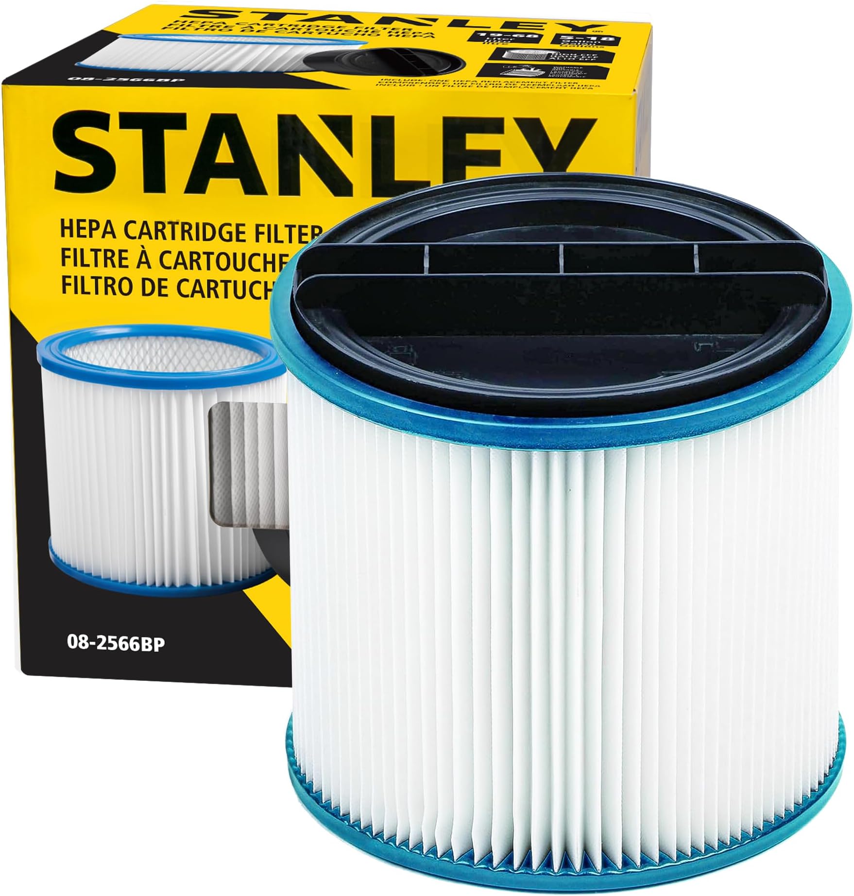 HEPA Vacuum Filter Replacement 08-2566BP, Fit for Most 5-18 Gallon Wet Dry Vacuum Cleaner, Compatible with SL18115, SL18115P, SL18116, SL18116P, SL18191P, SL18199P, SL18117, SL18701P-10A