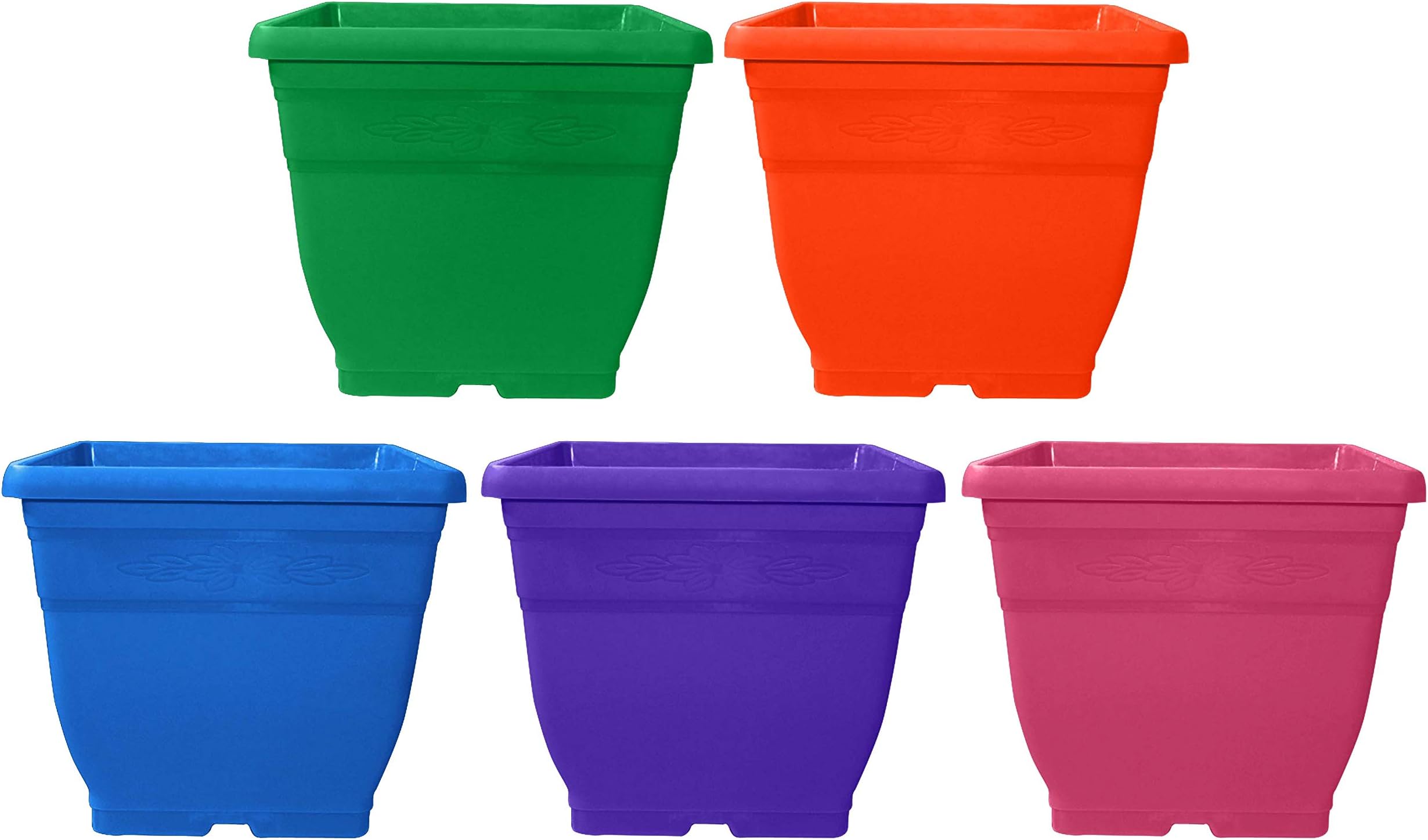 SHOPATHON INDIA Home Office Gardening Flower Planter Square Pots - Multicolour Set of 5