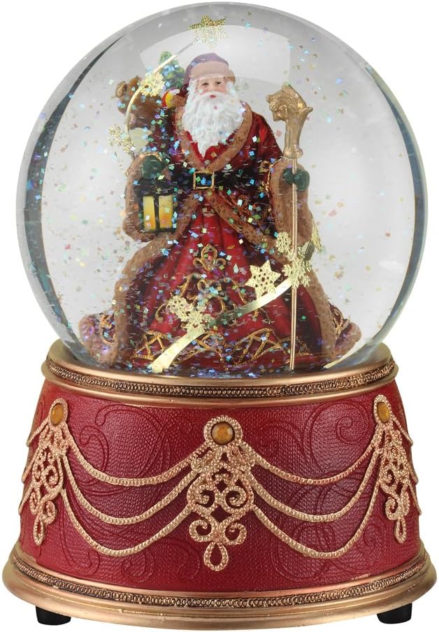 Santa with Snowflakes Musical We Wish You a Merry Christmas 100mm Snow Globe