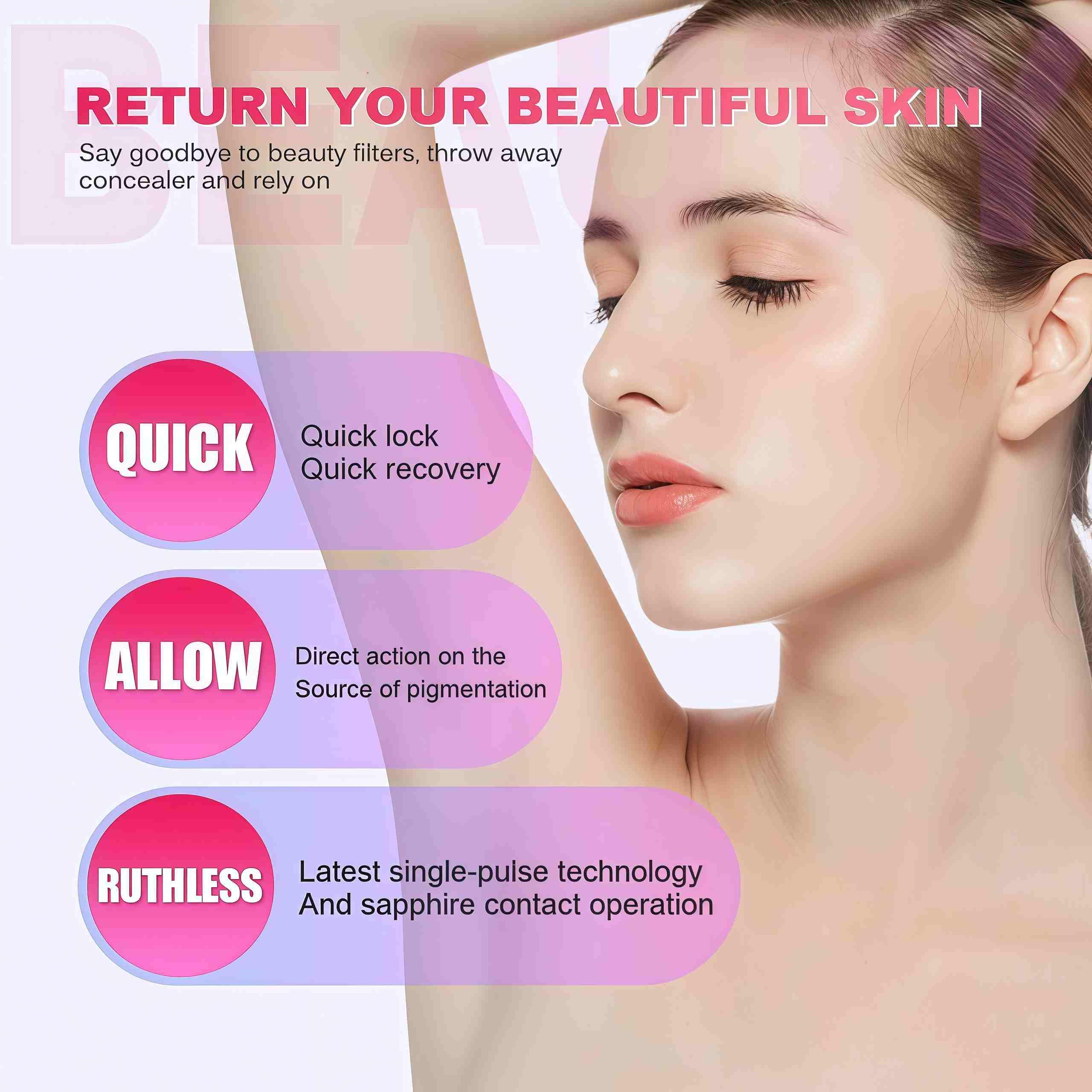 El equipo profesional de la máquina láser de depilación IPL ultraportátil del Salón de belleza es adecuado para el depilamiento permanente en el hogar y el Salón de belleza.