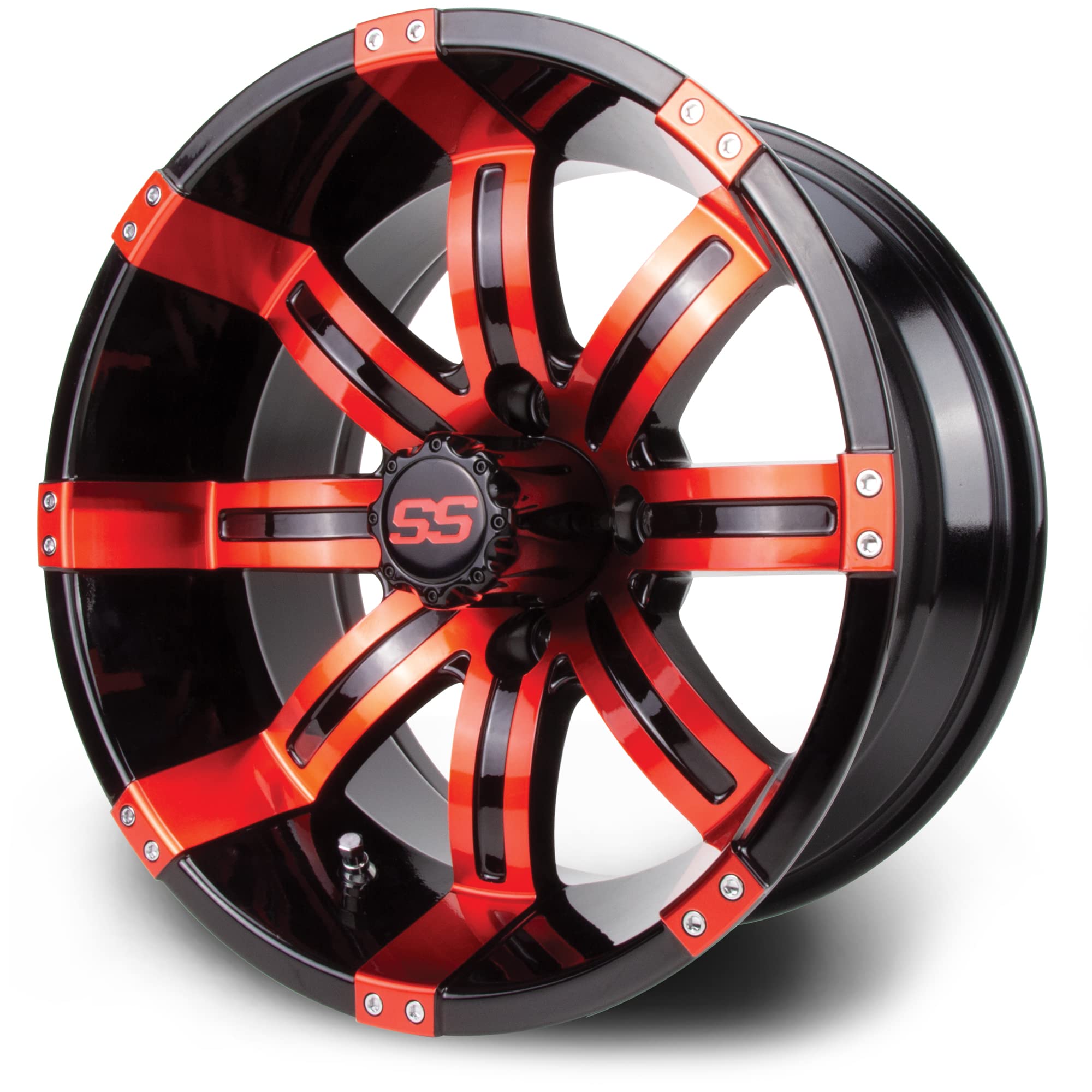 MODZ® 14" Tempest Red and Black Golf Cart Wheels