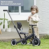 Vista 6 de newyoo Bicicleta para niños pequeños, triciclo con mango de empuje para niños de 1 a 3 años, regalos de cumpleaños y juguetes para el cumpleaños