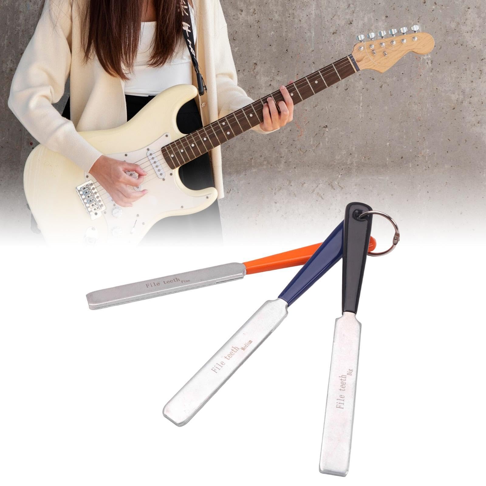 Set di 3 lime per capotasti per chitarra elettrica, strumento per tasti per chitarra, accessori per strumenti musicali, lime per scanalature dei