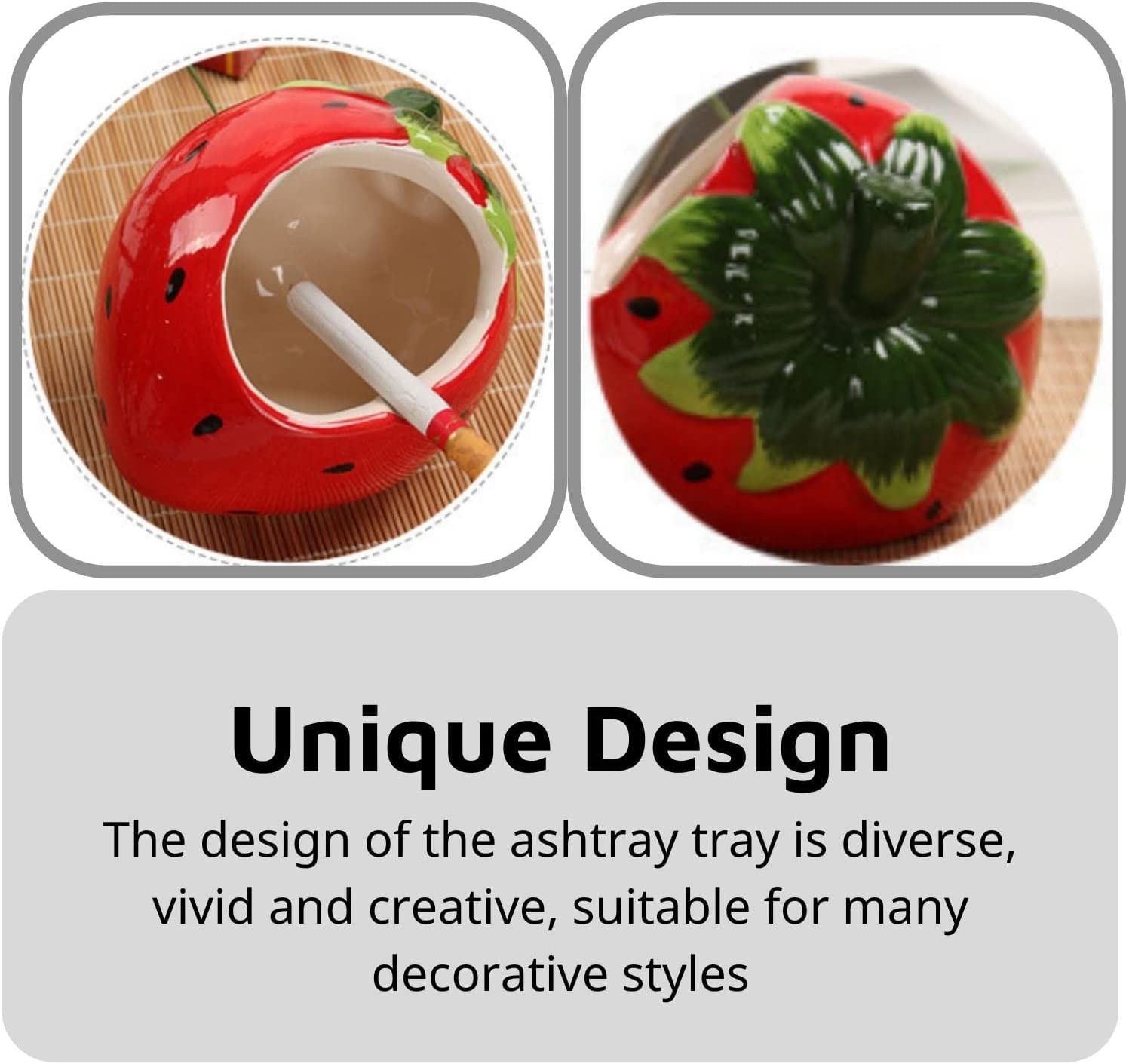 AAPIE Posacenere da Esterno a Forma di Fragola Posacenere Rosso Senza Fumo Posacenere da Esterno in Ceramica Posacenere da Esterno per Sigarette Patio Bar Cafe Office
