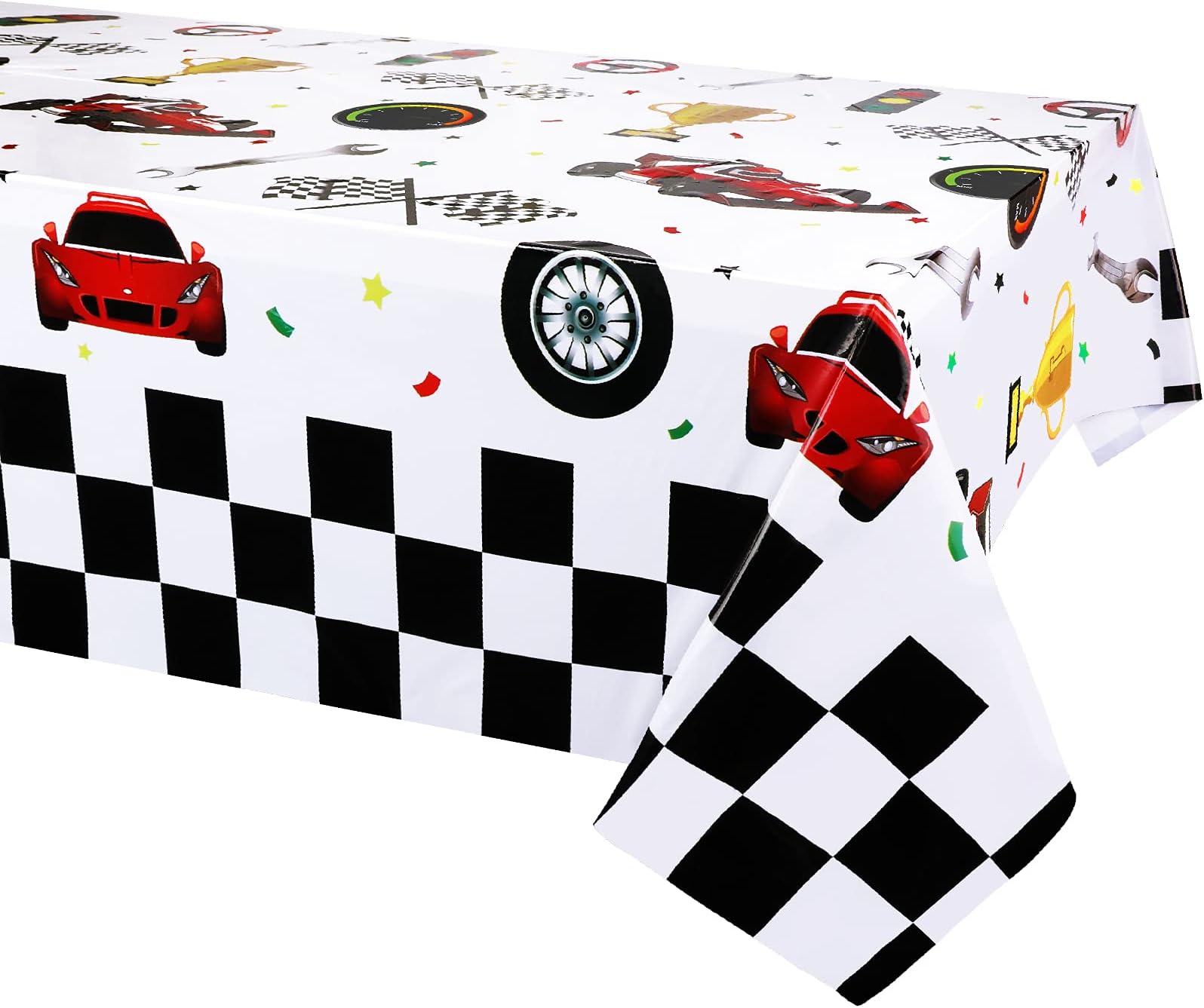 3 Pack Racing Car Plastic Table Cover Car Theme Party Decorations, Disposable Plastic Rectangular Table Covers, Racing Car Parties Tablecloth Summer Beach Kids Birthday Cocktail Party Supplies