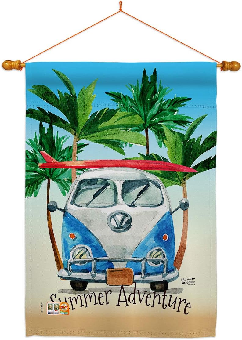 Summer Adventure House Flag Summertime Fun and Sun Beach Pool Luau Tropical Party Season Outdoor Sunny Small Decorative Gift Yard Banner Made In USA 28 X 40