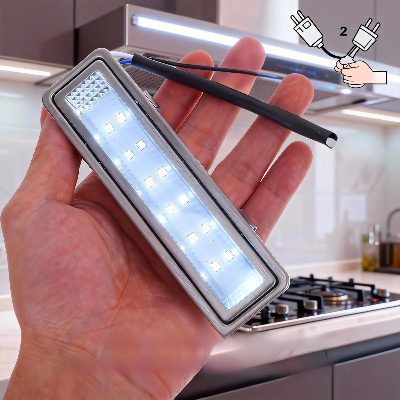 NOLITOY Leuchtmittel für Backöfen & Herde Led Backofenlampe Lampe Motorhaube: silberfarben Küche Tischdeko für Haushalt Küche und Bad Wohnzimmer Garten Büro für Haushalt