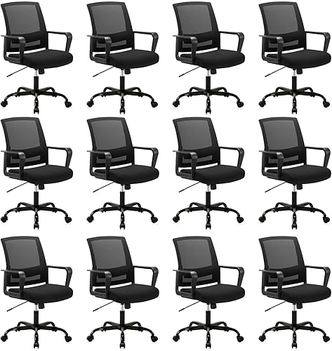 Miniatura 13 de CLATINA Silla de escritorio ergonómica de malla rodante con soporte lumbar ejecutivo y diseño giratorio ajustable para computadora de oficina en