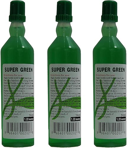 Super Green Lucky Bamboo Fertilizante (3 botellas) Alimento vegetal multiusos listo para usar