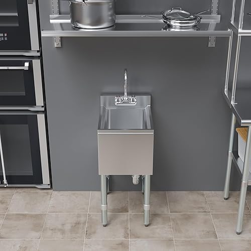 Miniatura 7 de Fregadero de acero inoxidable con un solo compartimento debajo de la barra con grifo