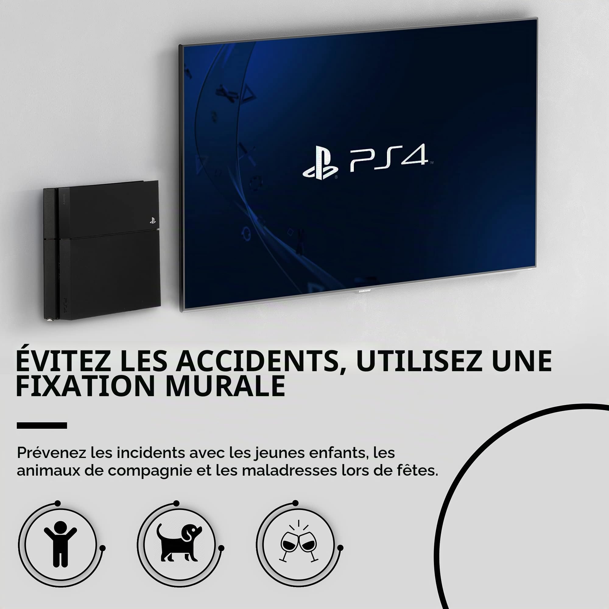 HumanCentric Support Compatible avec la Version PS4 Fat, Fixation Murale de la PS4 Classic/Fat d'origine ou à l'arrière du téléviseur
