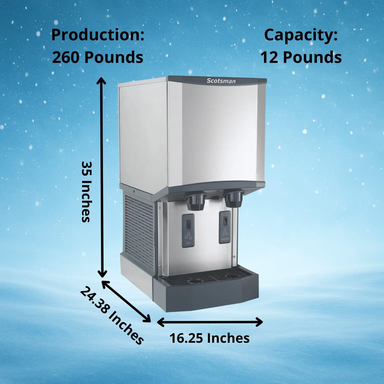 Scotsman Meridian Touchfree Countertop Nugget Ice Maker & Water Dispenser - 260 Lb/Day, 12 Lb Storage Bin on Fridge.com - View 4