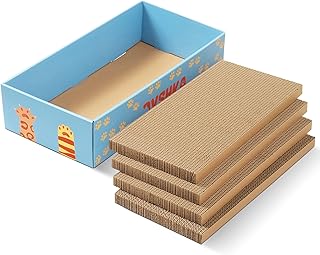 Cat Scratcher Cardboard, 4 PCS Reversible Cardboard Cat Scratcher, Recyclable Cat Scratchers for Indoor Cats, Cat Scratch Box Cat Scratch Pad, Cat Scratching Board by DYSHKA