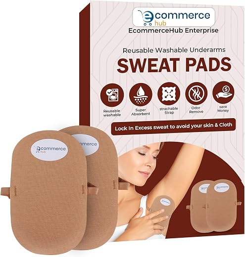 EcommerceHub Reusable Washable Underarms Sweat Pads, Under Arm Sweat Protectors,Odor-blocking,Anti-stain,Comfortable swea...
