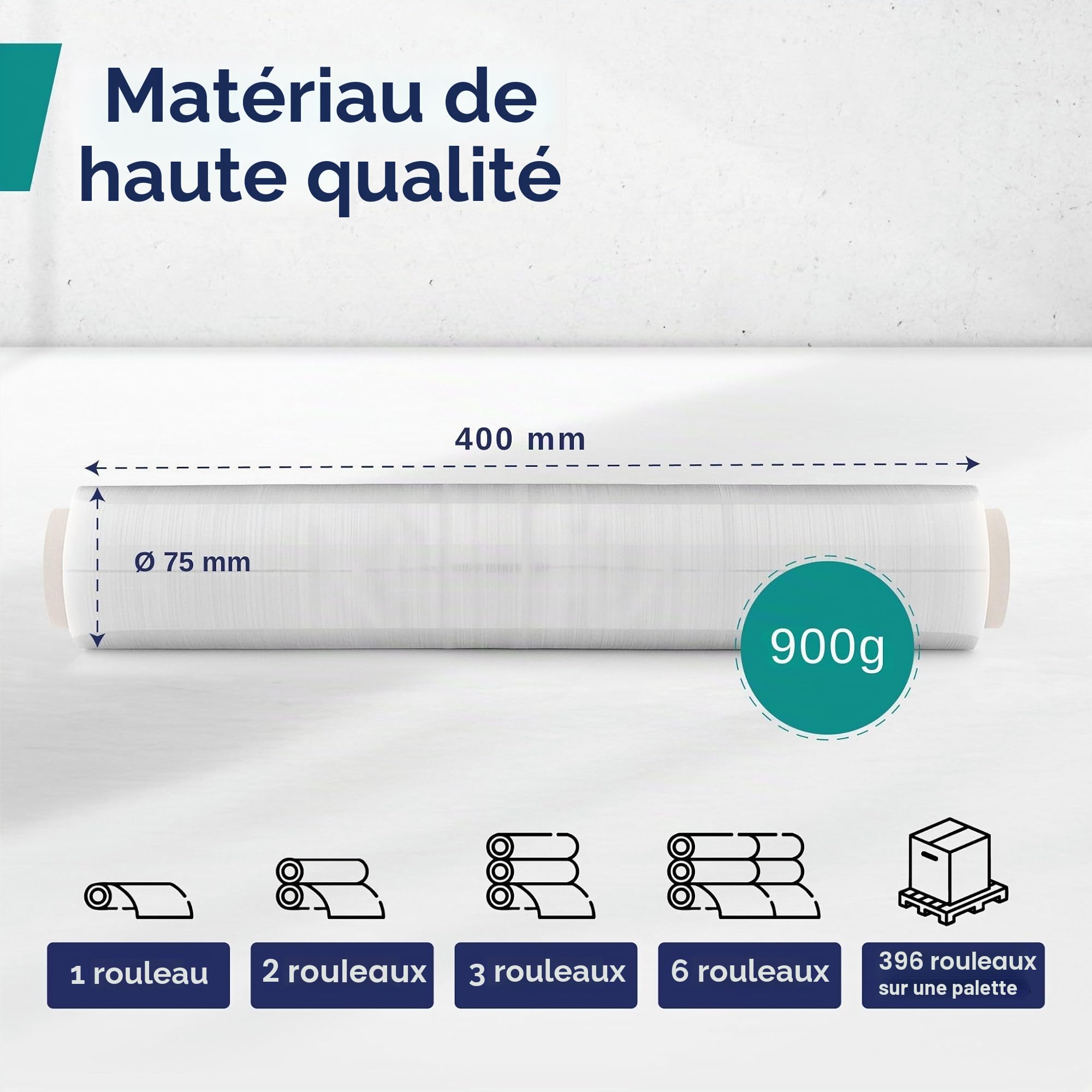 Film Étirable Transparent à la Main Inoverse 6 Rouleaux 40 cm 900 g pour Déménagement