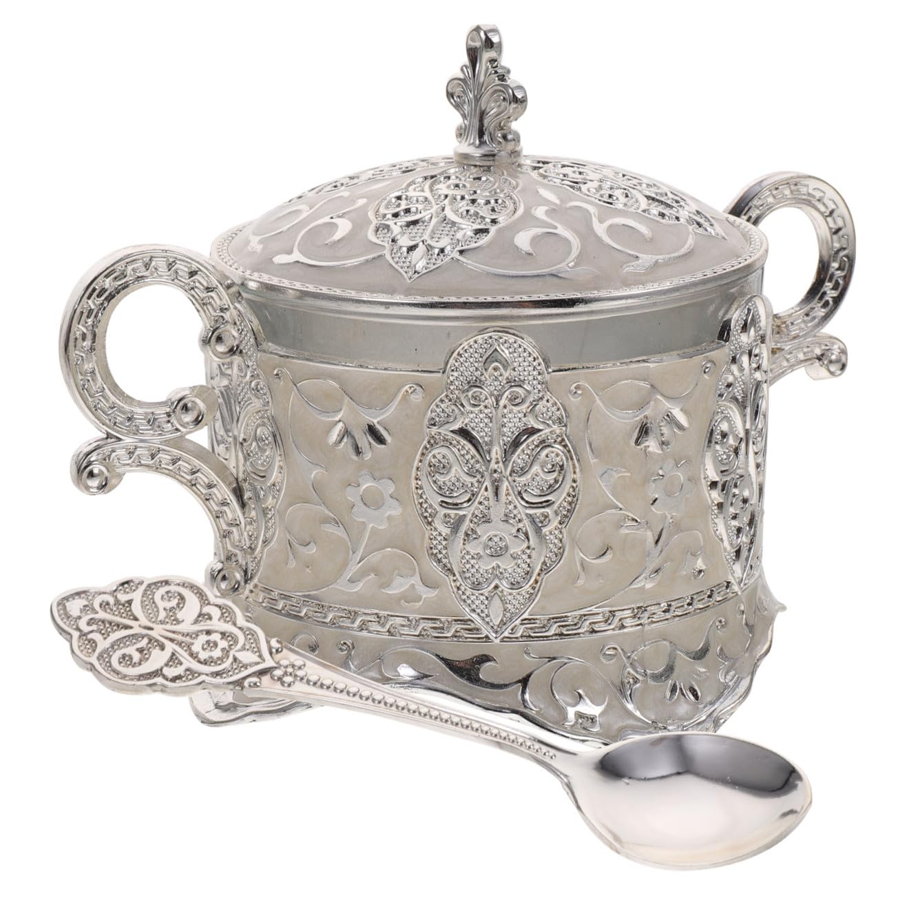 Set 1 Jarro Portacondimenti in Lega di Zinco Coperchio per Cucina e Feste, Design Classico Tradizionale