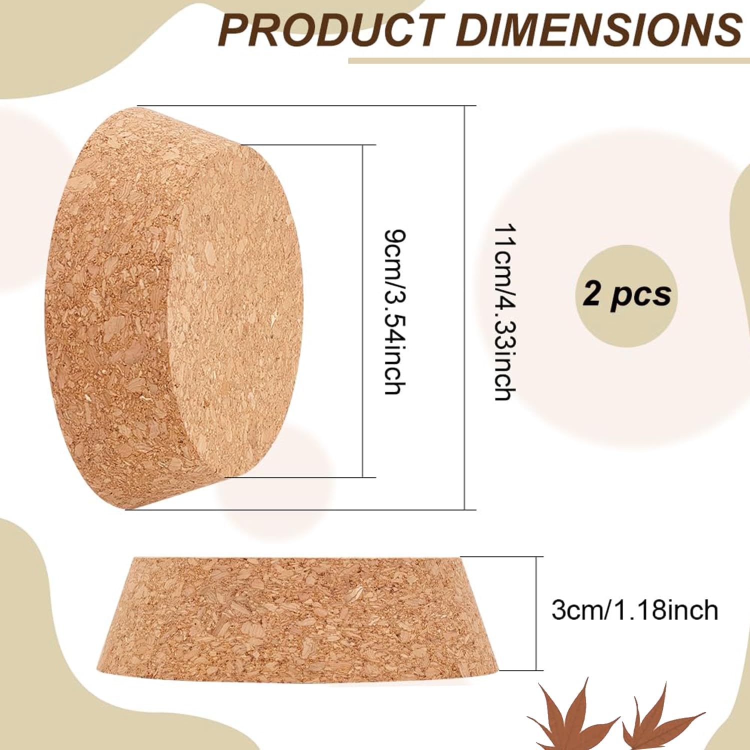 2 Tapones de Corcho Cónicos, 110x90mm, Tapones de Corcho Grandes, Vino Corcho de Tarro 3 Cm Grosor para Botella de Vino, Garrafas, Cerámica, Botella de Vidrio de Cerveza, 3cm de Espesor (2)