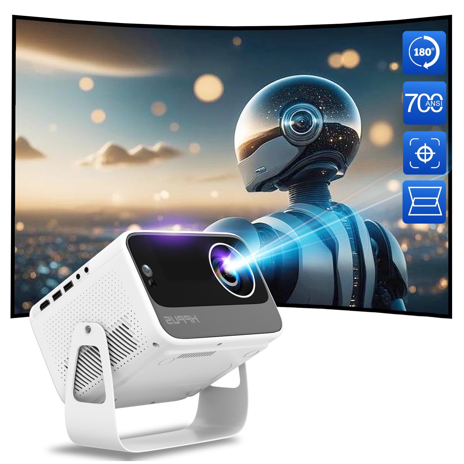 Amazon.co.jp: 【360°回転】 HIPPUS プロジェクター 天井投影【電動 くま 様 ETOESEAL小型4Kプロジェクター白自動補正天井