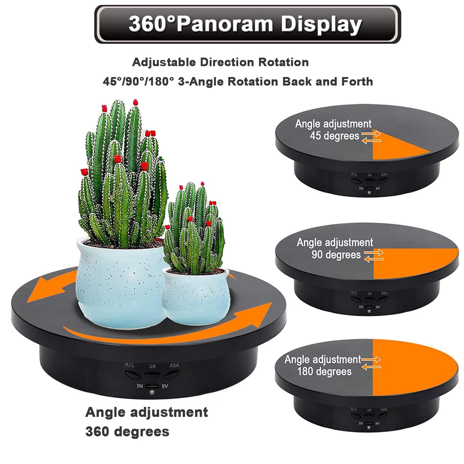 Espositore Girevole Elettrico con Piastre di Ricambio da 18 cm / 22 cm, Display Giradischi Girevole 3 in 1 Carico da 10 kg Display per Fotografia Giradischi Display per Giradischi