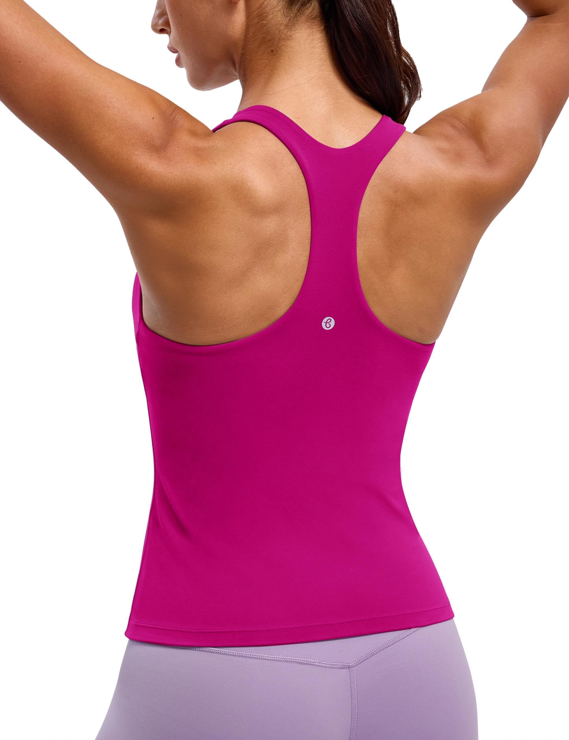 Baydi Women's Magenta Clouduxi Racerback Workout Tank Tops For Yoga Shirts With Built In Bra Gym Sleeveless Camisole
