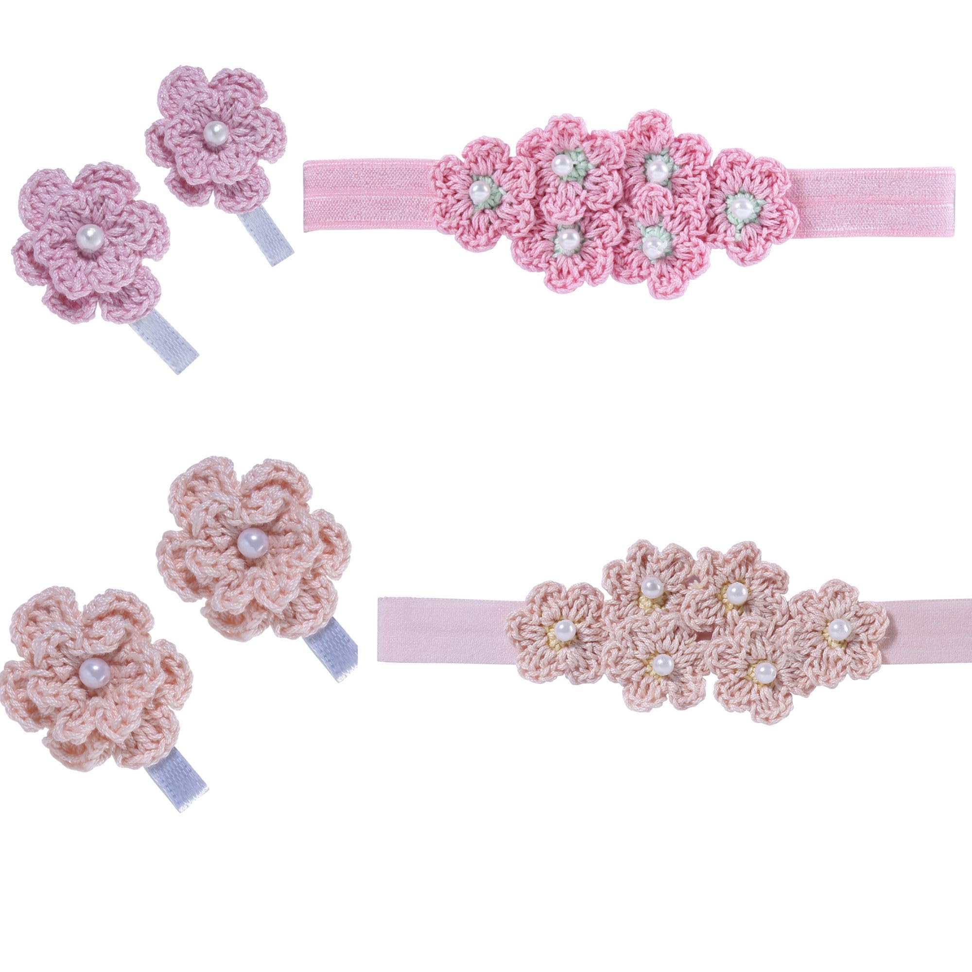 Prapti handicrafts Newborn Gift Set Hamper Pack for New Born Baby Girl/Boy (Pink Peach hairclips Headband)-image-27