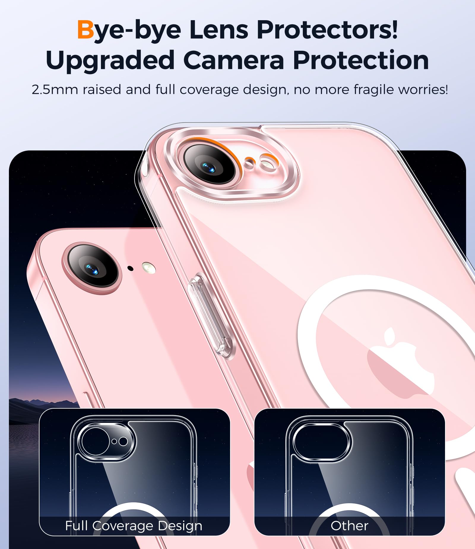 Qasyfanc Coque Magnétique pour iPhone 17e/iPhone 16e Compatible avec MagSafe avec 2 Verre trempé Protection écran, Anti-Jaune Antichoc Caméra Protecteur pour iPhone 17e/iPhone 16e-Transparente