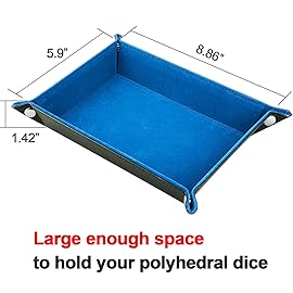 SIQUK Double Sided Dice Tray Folding Rectangle PU Leather and Sky Blue Velvet Dice Holder