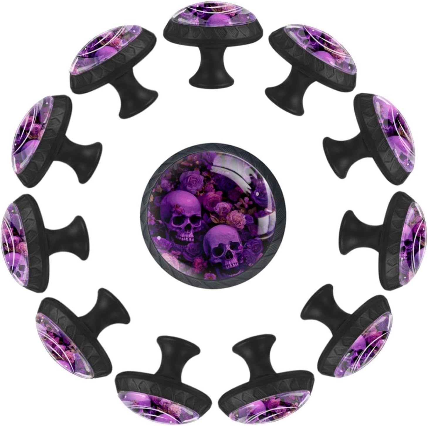 Black Raven Fall Floral (1) Printed Drawer Pulls, Sturdy Cabinet Knobs for Bedroom Furniture and Closet