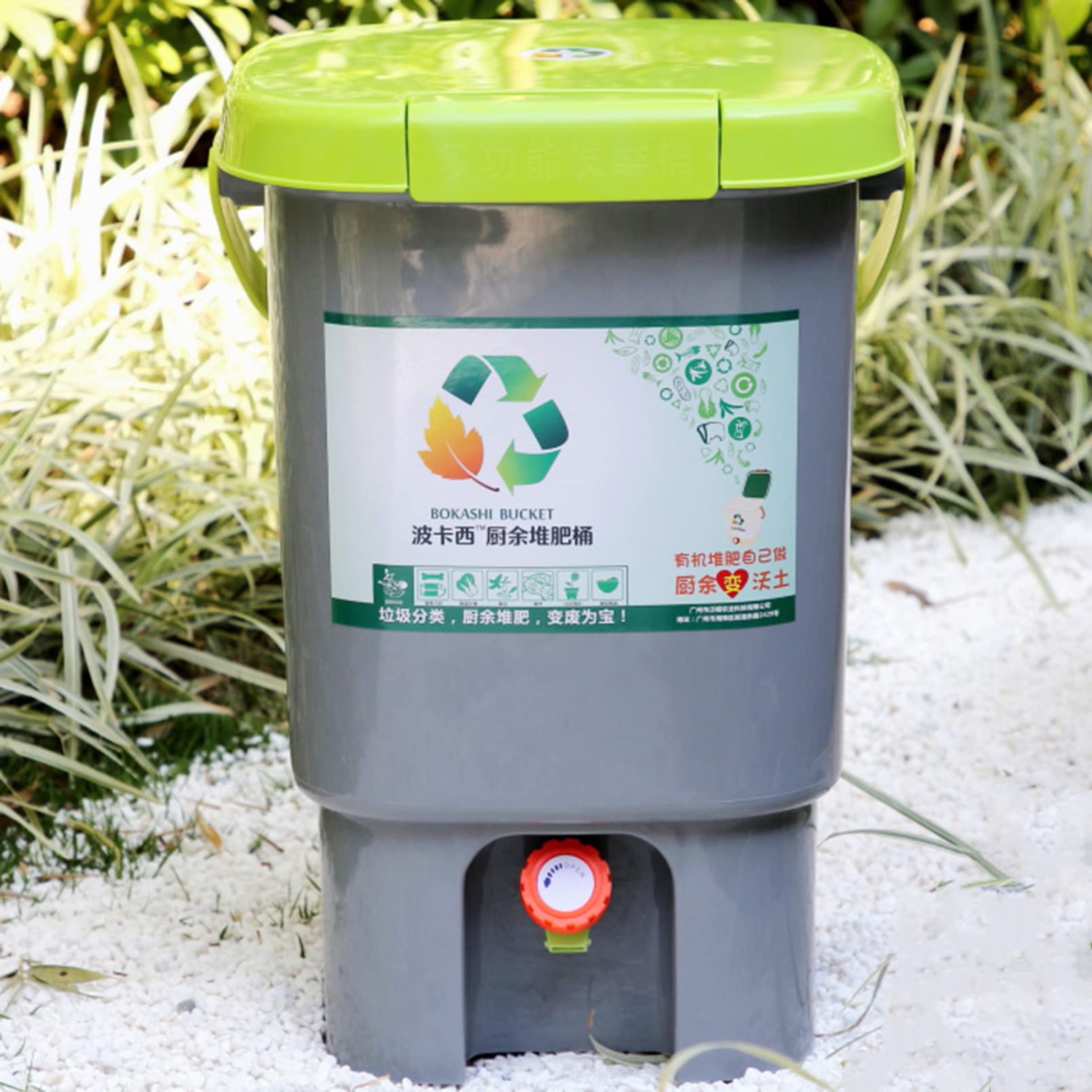 Kompostbehälter für den Innenbereich, kleiner Komposter, Kompostbehälter mit versiegeltem Doppeldeckel und Wasserhahn, Küchenarbeitsplatten-Mülleimer-Kompostierungssystem, Lebensmittelrecycler-Abfal