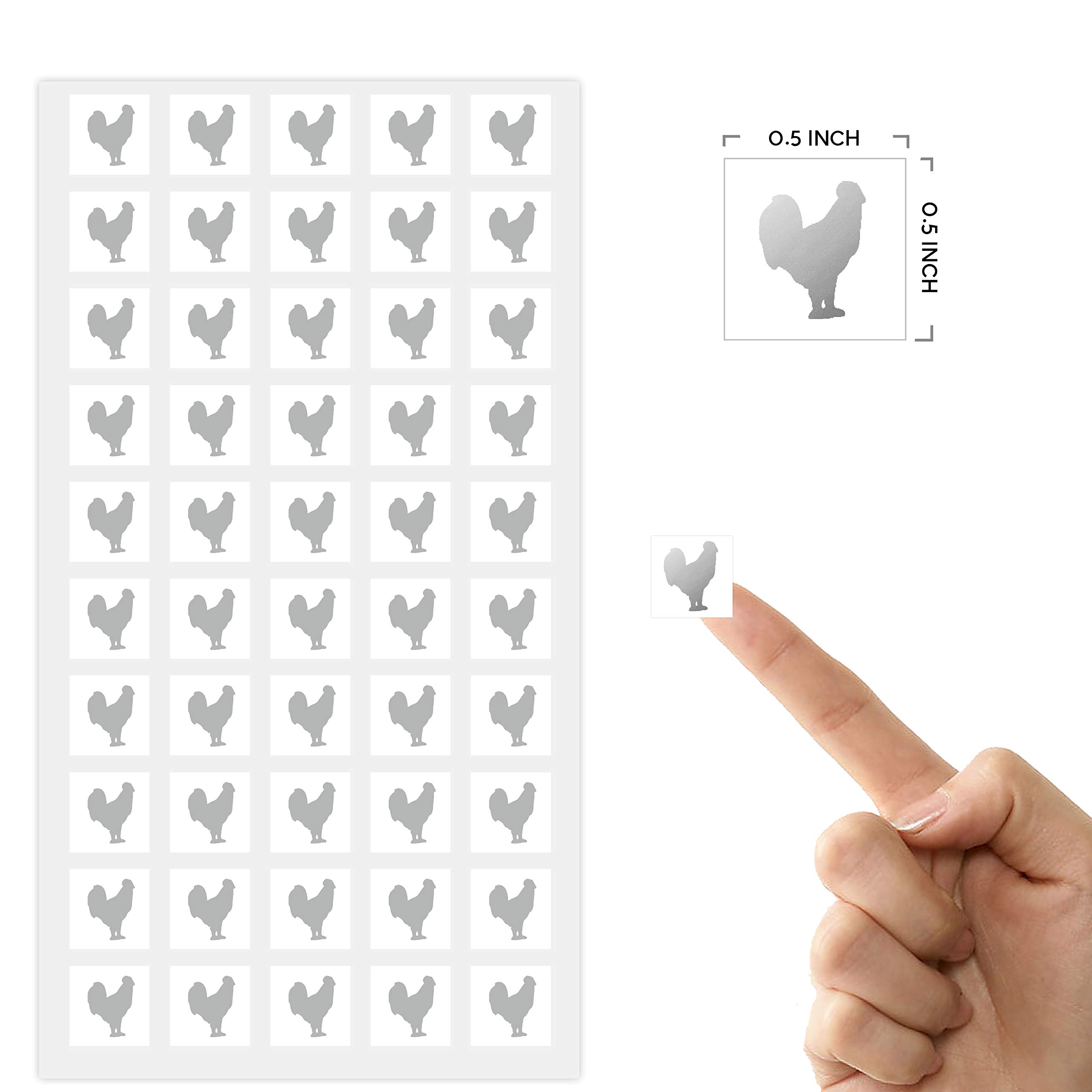 Wedding White Square Meal Choice Stickers for Party Indicator Place Cards (50 Stickers - Chicken, Silver)