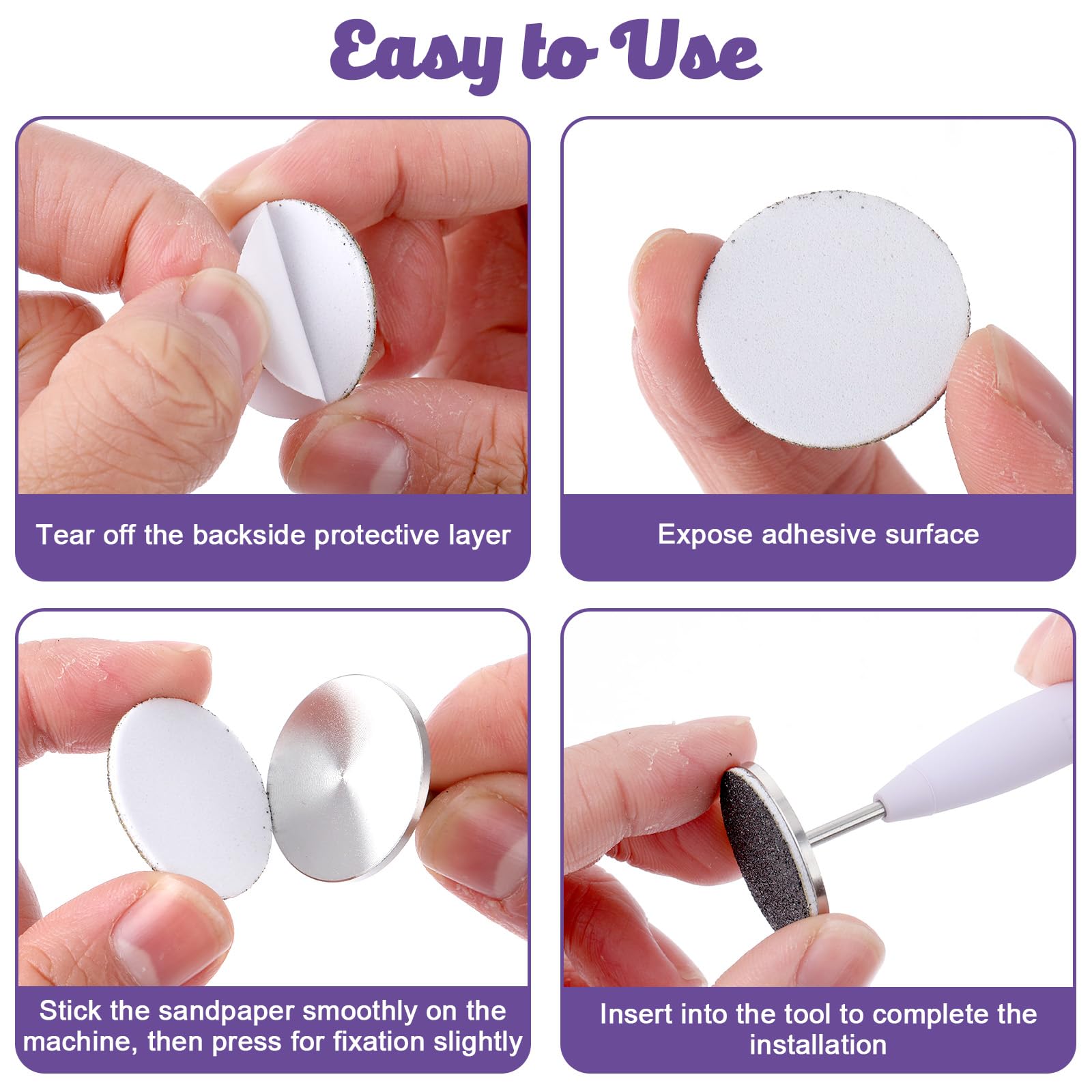 61 discos de papel de lija con broca de metal para uñas, disco de pedicura de 0.98 pulgadas, repuesto de disco de lijado, suministros de pedicura, herramientas de lima de pie para removedor eléctrico, 7