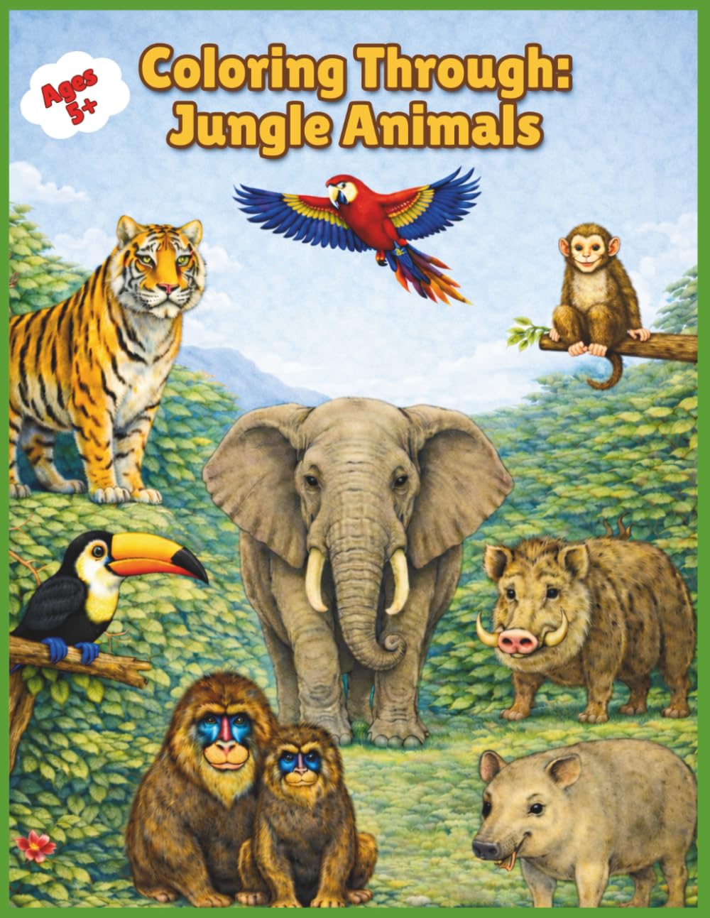 Coloring Through: Jungle Animals: A Fun and Educational Coloring Book for Kids Ages 5+